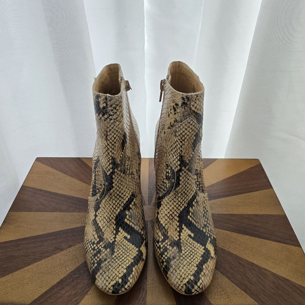 Lucky Brand Sheirin Ankle Boots Booties US 6.5 Womens Snakeskin Leather Zip Up - Picture 3 of 12